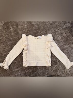 Splendid Cream Ruffle Knit Long-Sleeve Top